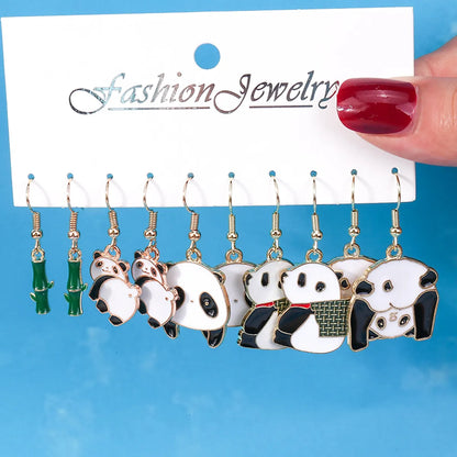 Cute Panda Alloy Plating Earrings