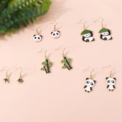 Cute Panda Alloy Plating Earrings