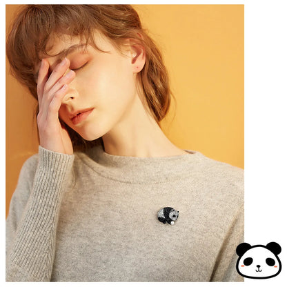 Cute Panda Alloy Plating Inlay Rhinestones Pearl Unisex Brooches