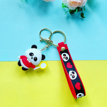 Cute Panda Pvc Metal Unisex Bag Pendant Keychain 1 Piece