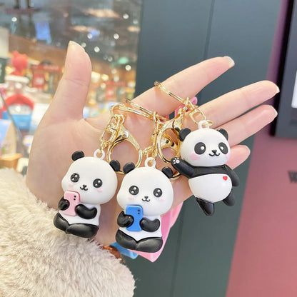 Cute Panda Pvc Metal Unisex Bag Pendant Keychain 1 Piece