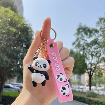 Cute Panda Pvc Metal Unisex Bag Pendant Keychain 1 Piece