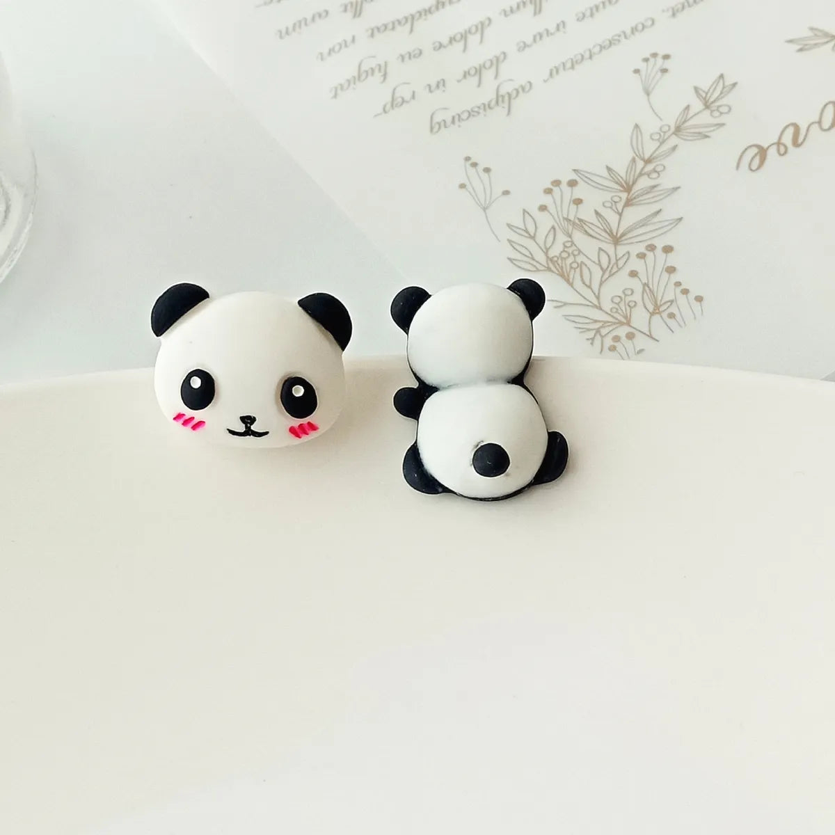 Cute Panda Synthetic Resin Ear Studs