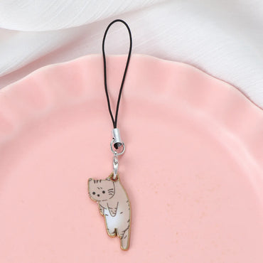 Cute Pastoral Letter Cat Alloy Bag Pendant Keychain