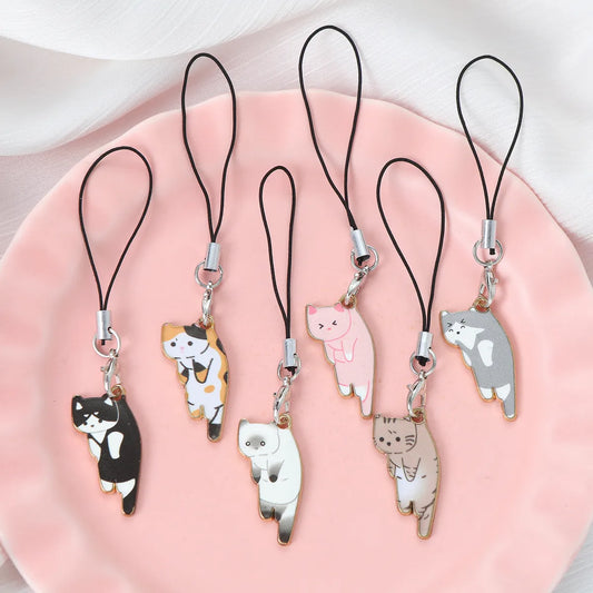 Cute Pastoral Letter Cat Alloy Bag Pendant Keychain