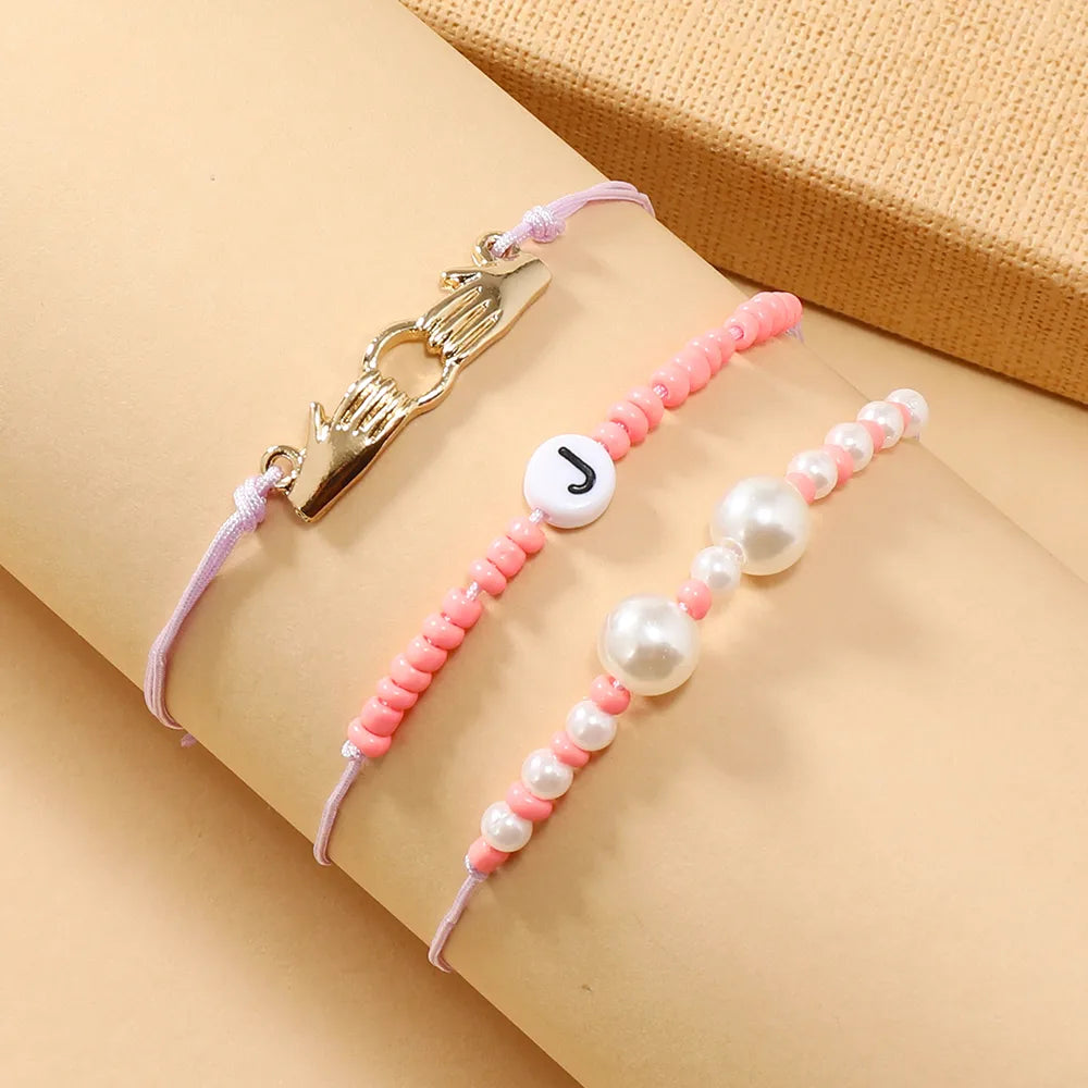 Cute Pastoral Letter Heart Shape Life Tree Braid Gold Plated Bracelets In Bulk