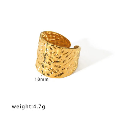 Cute Pastoral Round Dots Stainless Steel Asymmetrical Plating Hollow Out 18k Gold Plated Open Rings