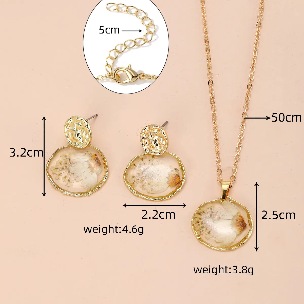 Cute Pastoral Simple Style Flower Daisy Alloy Epoxy Inlay Resin Women'S Earrings Necklace