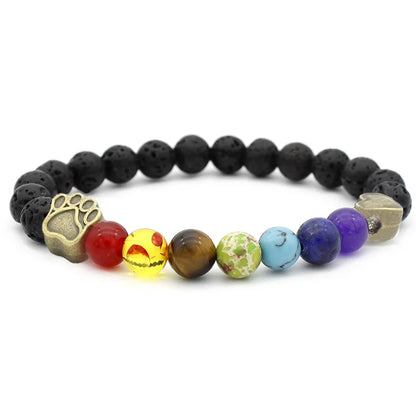 Cute Paw Print Heart Shape Alloy Stone Beaded Plating Unisex Bracelets