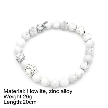 Cute Paw Print Heart Shape Alloy Stone Beaded Plating Unisex Bracelets