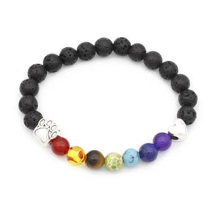 Cute Paw Print Heart Shape Alloy Stone Beaded Plating Unisex Bracelets