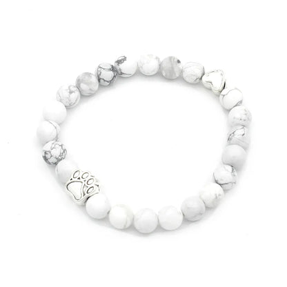 Cute Paw Print Heart Shape Alloy Stone Beaded Plating Unisex Bracelets