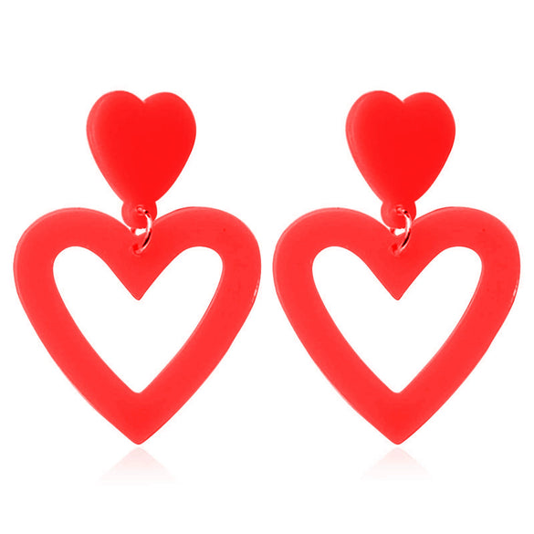 Cute Pink Heart Shaped Epoxy Earrings For Women Simple Fashion Resin Needle Earrings With Ins Style Design