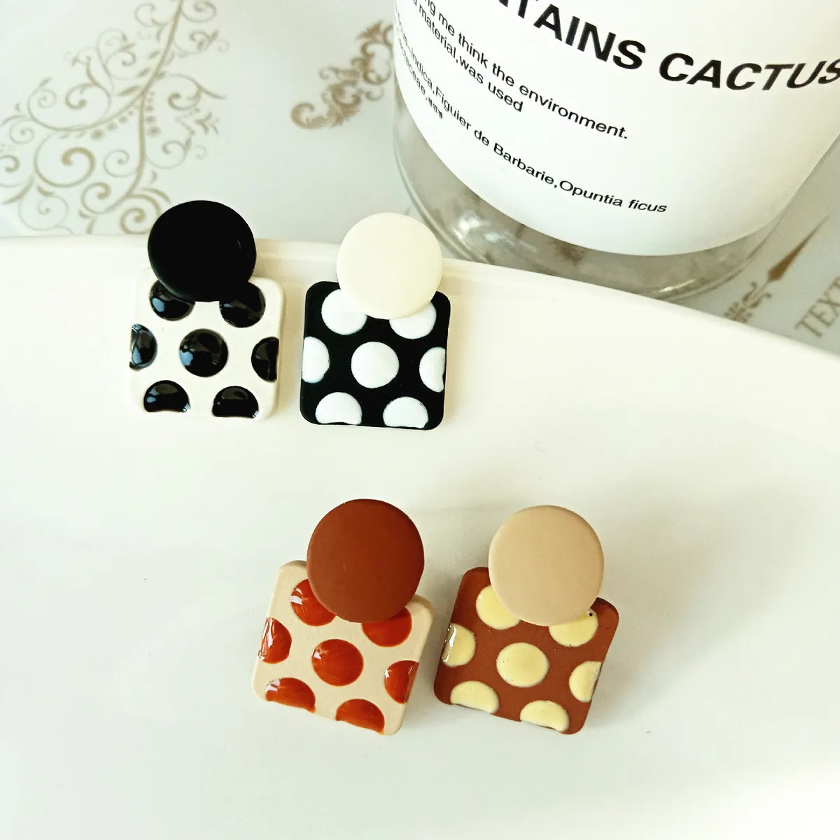 Cute Polka Dots Alloy Enamel Ear Studs