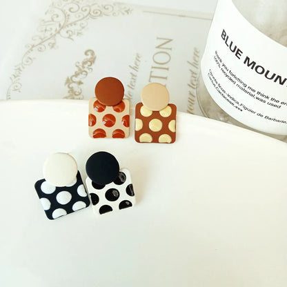 Cute Polka Dots Alloy Enamel Ear Studs