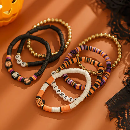 Cute Pumpkin Letter CCB Arylic Soft Clay Wholesale Bracelets