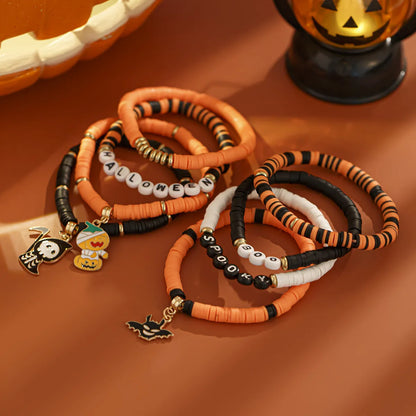 Cute Pumpkin Letter CCB Arylic Soft Clay Wholesale Bracelets