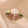 Cute Purple Zircon Grape Earrings For Women Goldplated Copper Fruit Jewelry With A Sweet Design For Wholesale