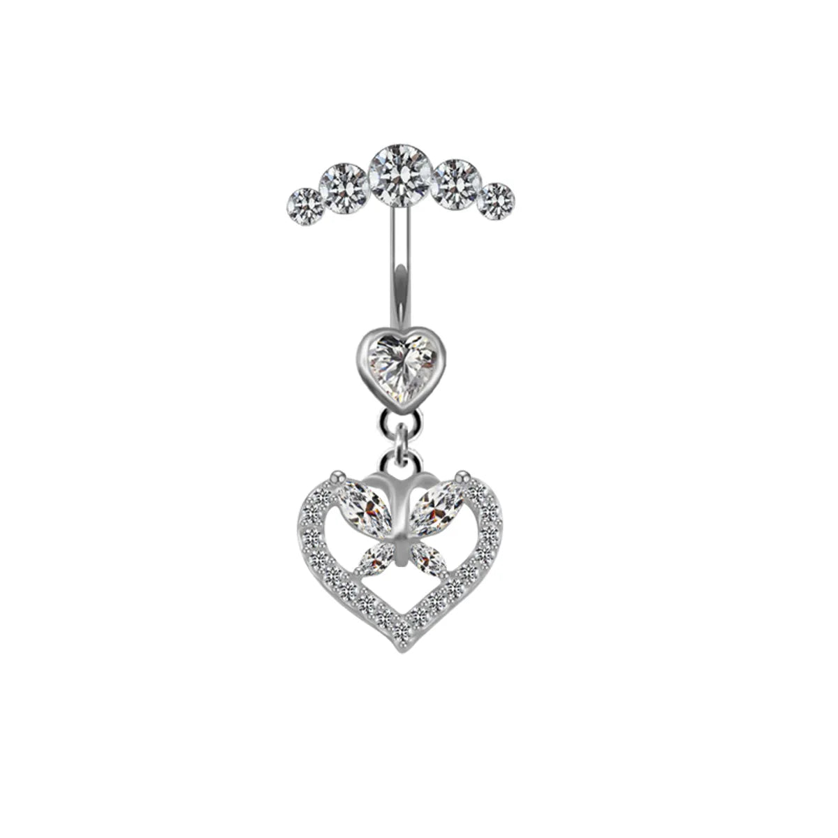 Cute Queen Bridal Four Leaf Clover Star Heart Shape Copper White Gold Plated Gold Plated Rhinestones Belly Ring In Bulk