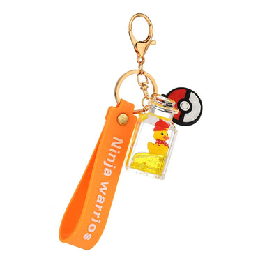 Cute Quicksand Little Yellow Duck Dinosaur Perfume Bottle Acrylic Keychain Wholesale Nihaojewelry