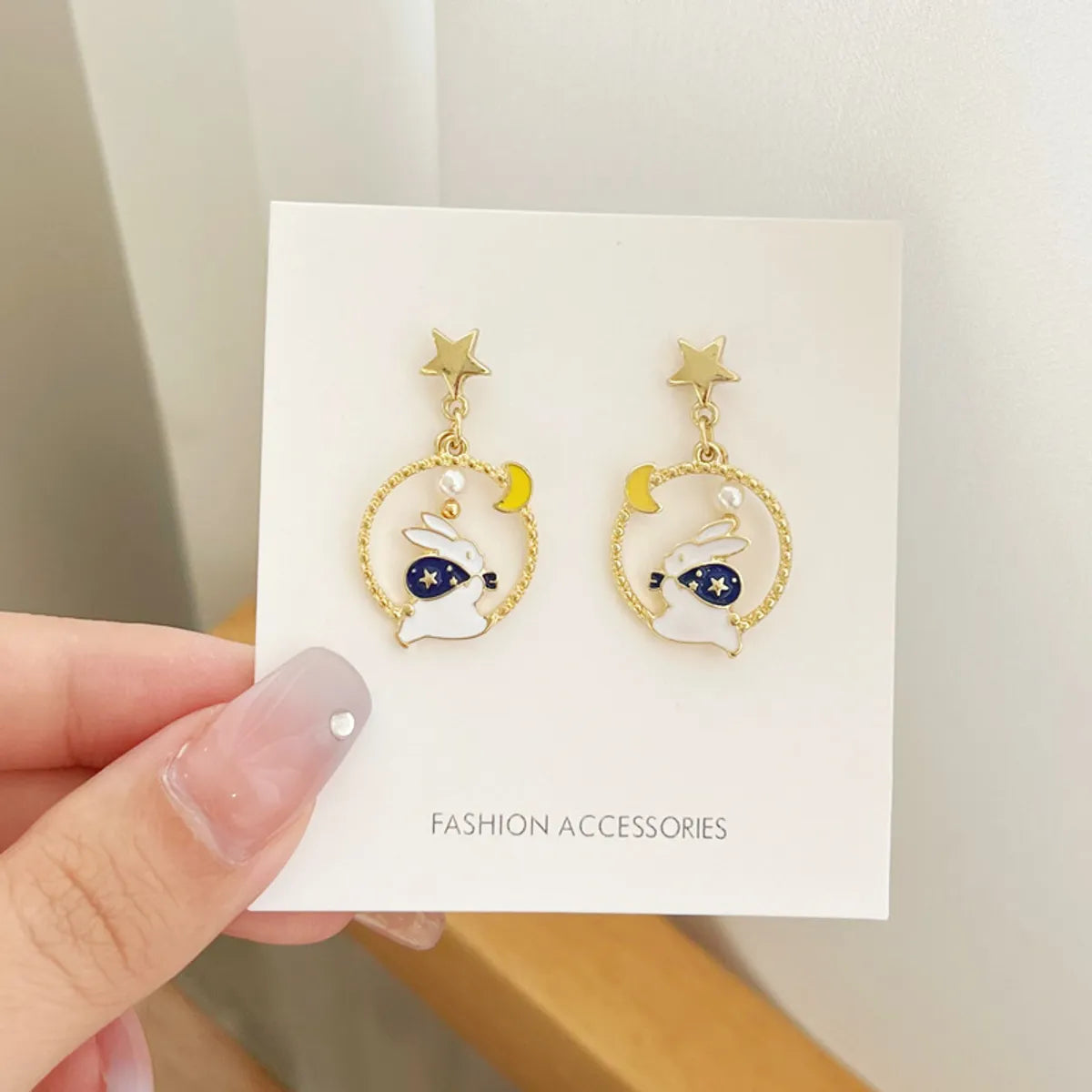 Cute Rabbit Alloy Enamel Drop Earrings