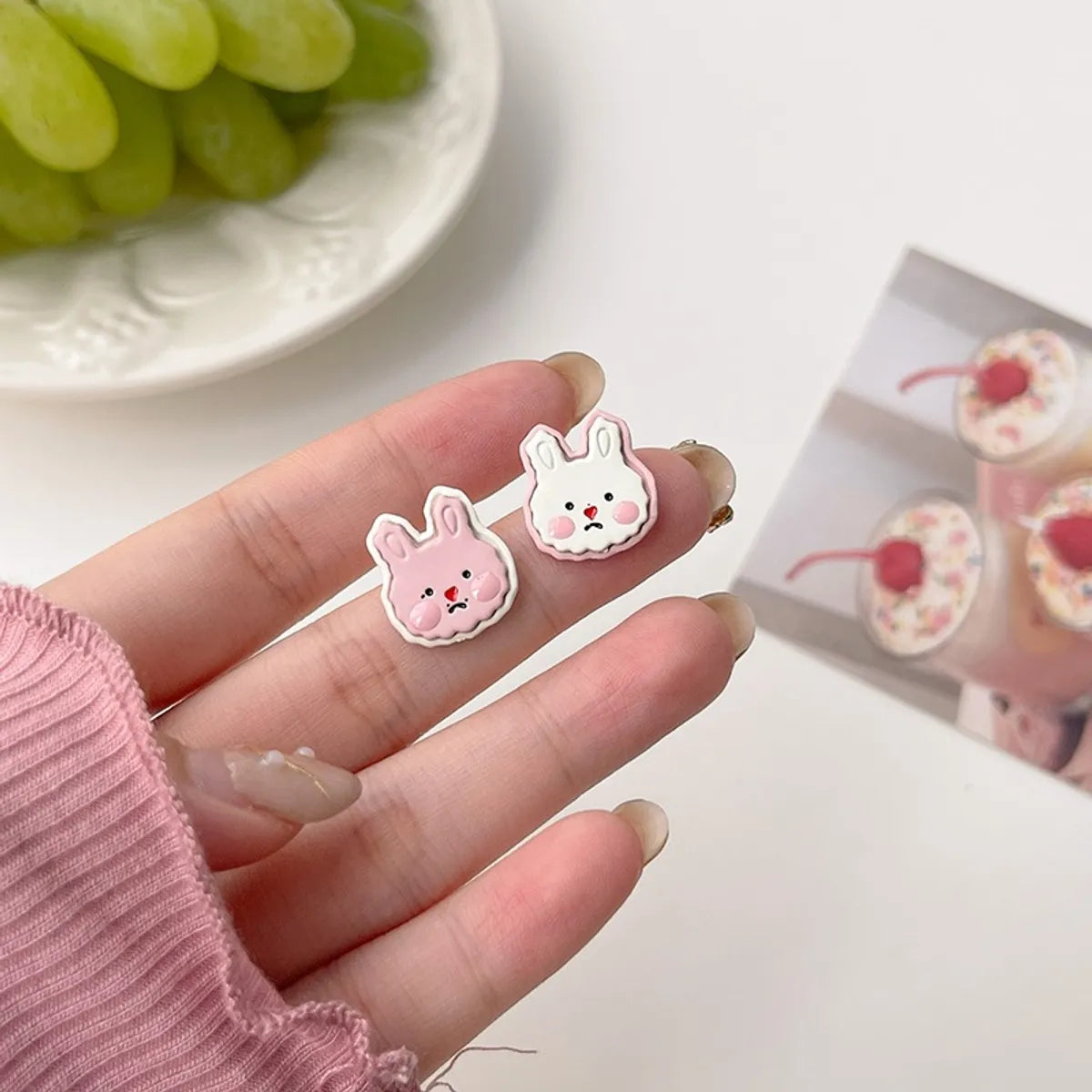 Cute Rabbit Alloy Enamel Ear Studs