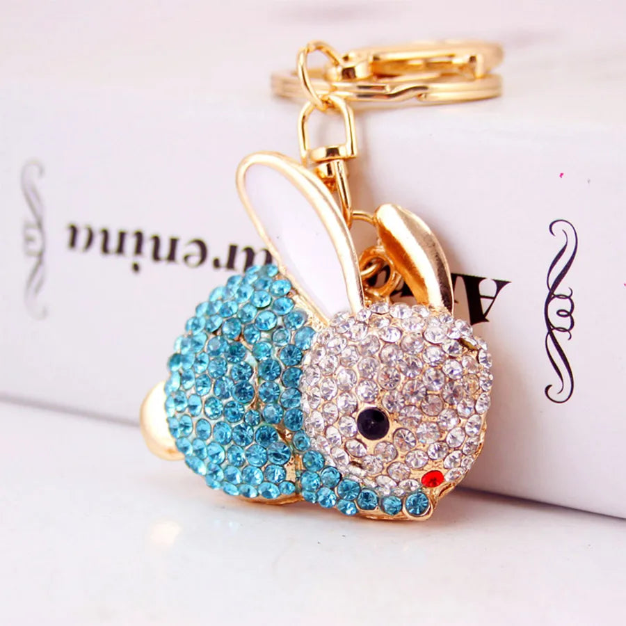 Cute Rabbit Alloy Inlaid Zircon Women'S Bag Pendant Keychain