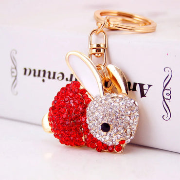 Cute Rabbit Alloy Inlaid Zircon Women'S Bag Pendant Keychain