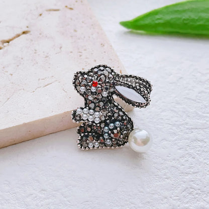 Cute Rabbit Alloy Inlay Artificial Pearls Rhinestones Women'S Brooches