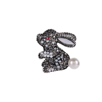 Cute Rabbit Alloy Inlay Artificial Pearls Rhinestones Women'S Brooches