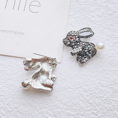 Cute Rabbit Alloy Inlay Artificial Pearls Rhinestones Women'S Brooches