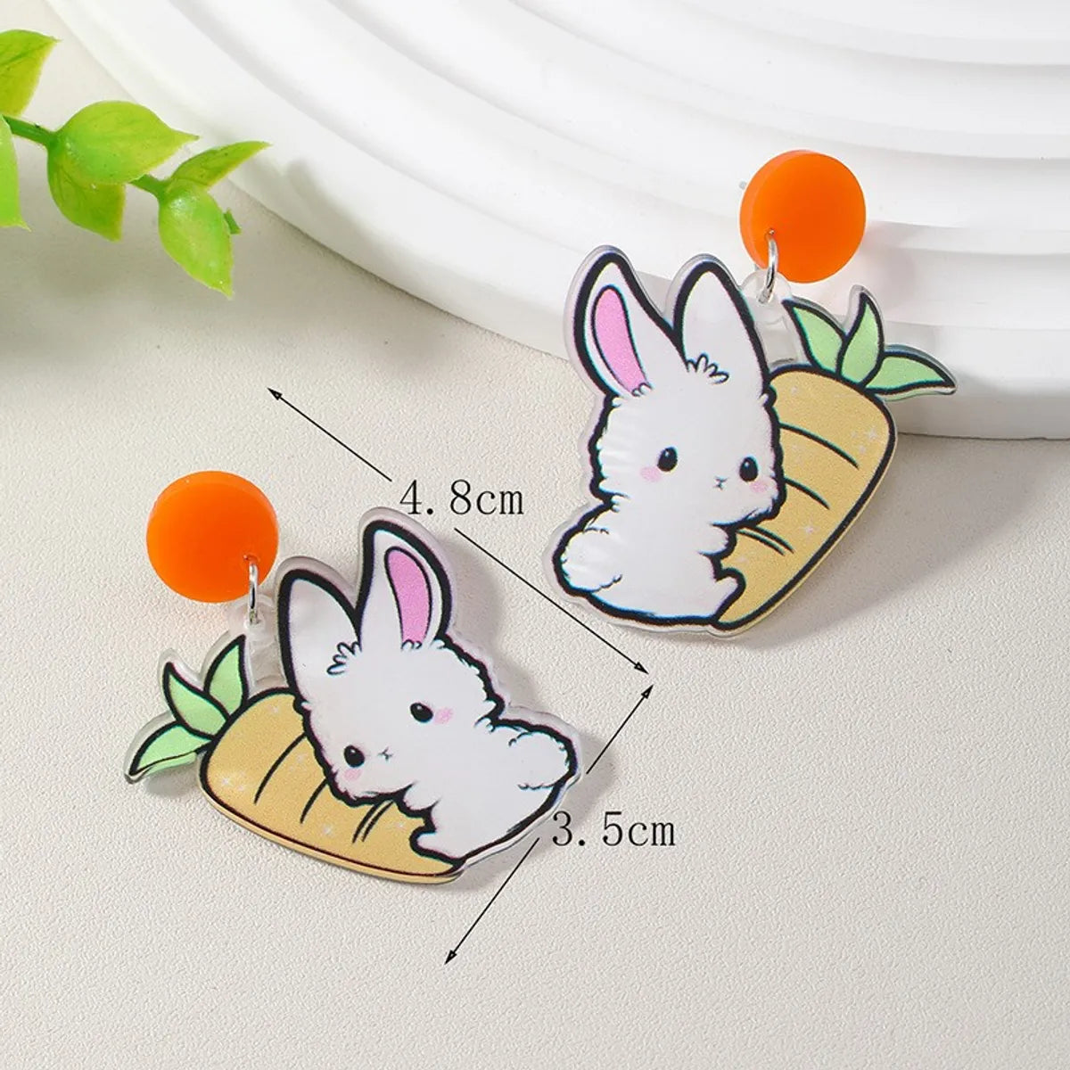 Cute Rabbit Carrot Arylic Three-dimensional Easter Women's Drop Earrings