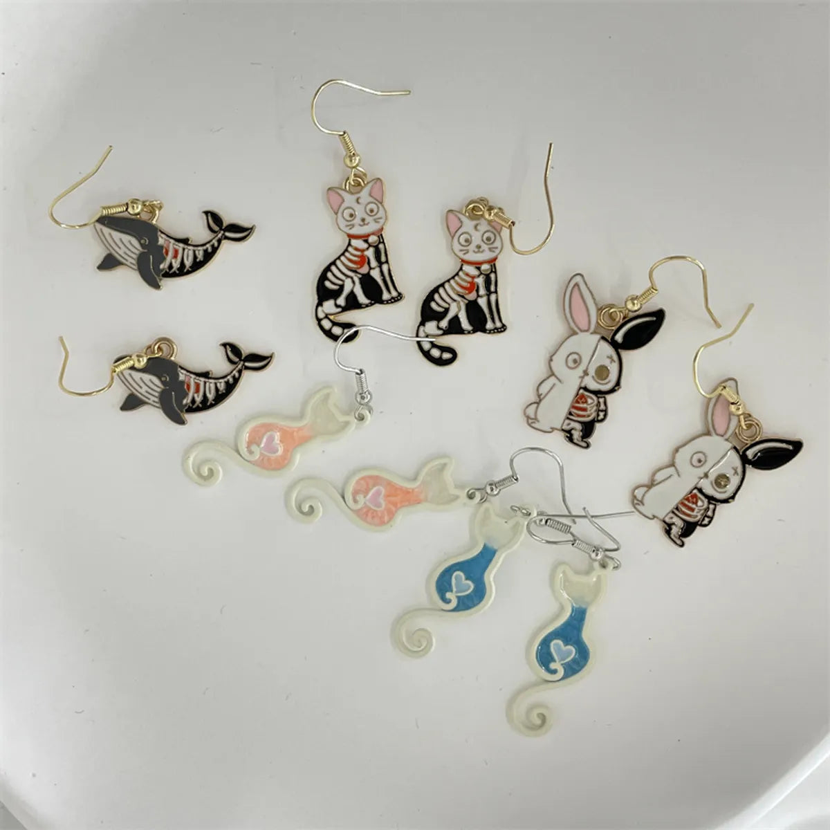 Cute Rabbit Cat Shark Metal Women'S Drop Earrings 1 Pair