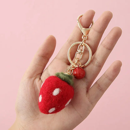 Cute Rabbit Dog Fruit Alloy Plush Women'S Bag Pendant Keychain 1 Piece