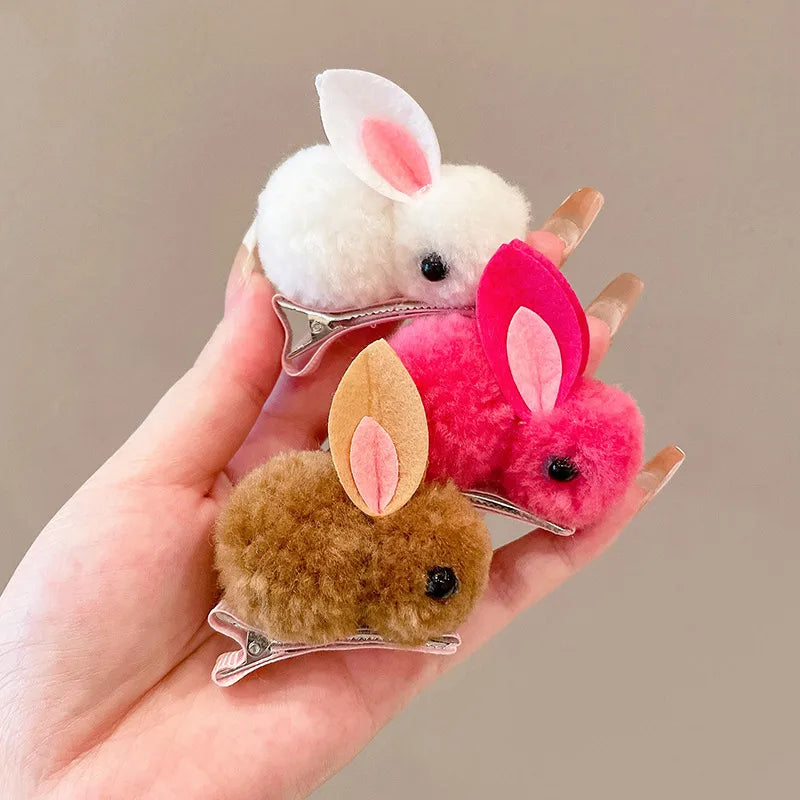 Cute Rabbit Plush Handmade Hair Clip 1 Piece