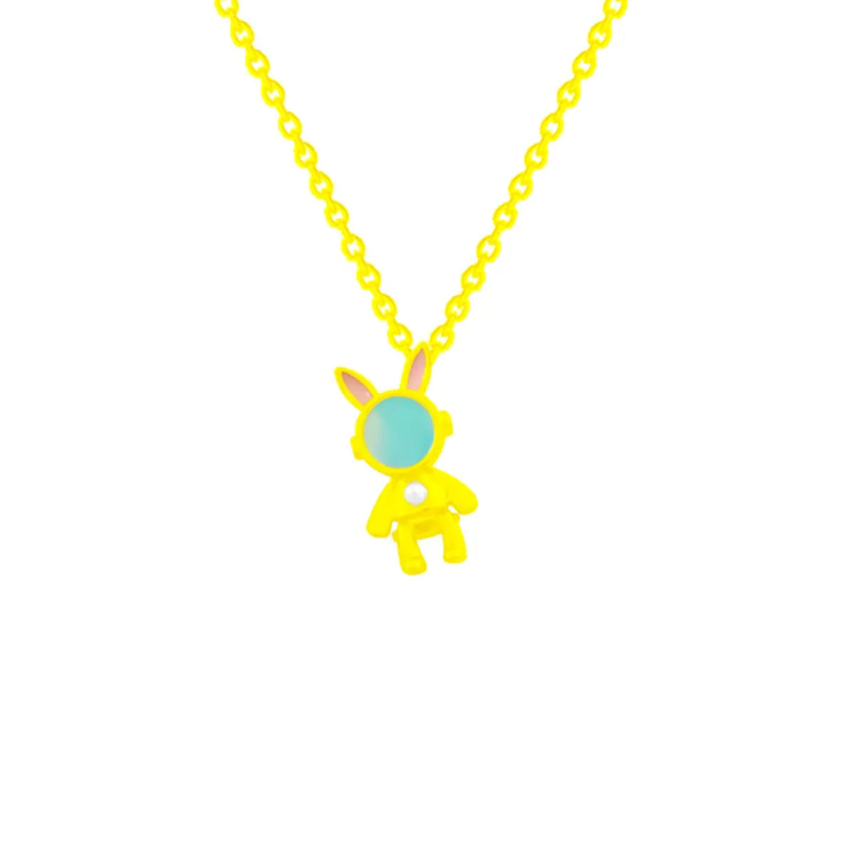 Cute Rabbit Robot Titanium Steel Plating 18k Gold Plated Pendant Necklace