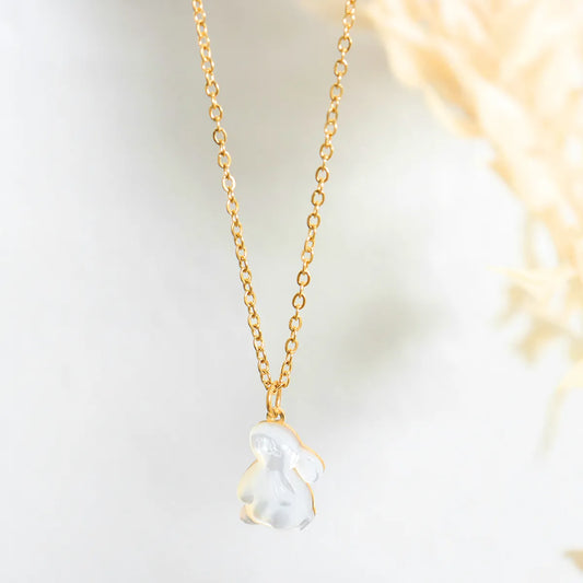 Wholesale Jewelry Cute Rabbit 304 Stainless Steel Shell 18K Gold Plated Inlay Pendant Necklace