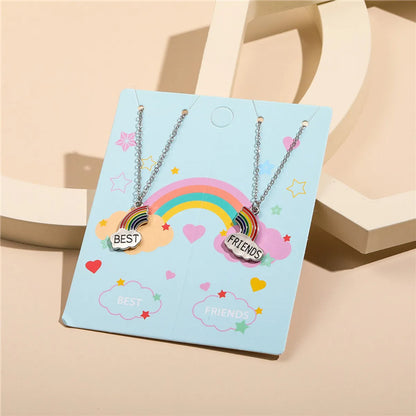 Cute Rainbow Alloy Enamel Kid'S Necklace 2 Pieces