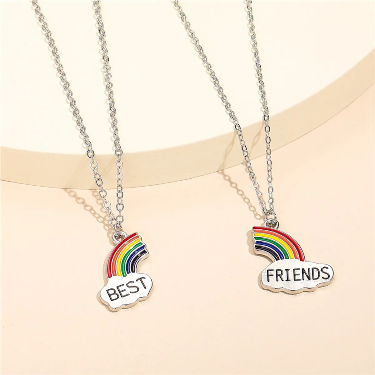 Cute Rainbow Alloy Enamel Kid'S Necklace 2 Pieces