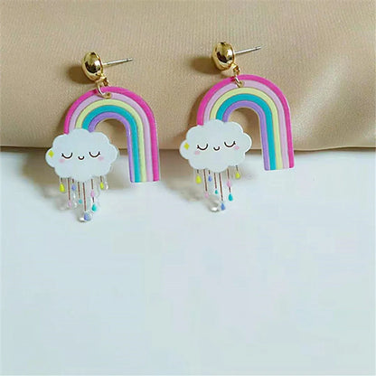 Cute Rainbow Arylic Plating Women's Drop Earrings 1 Pair