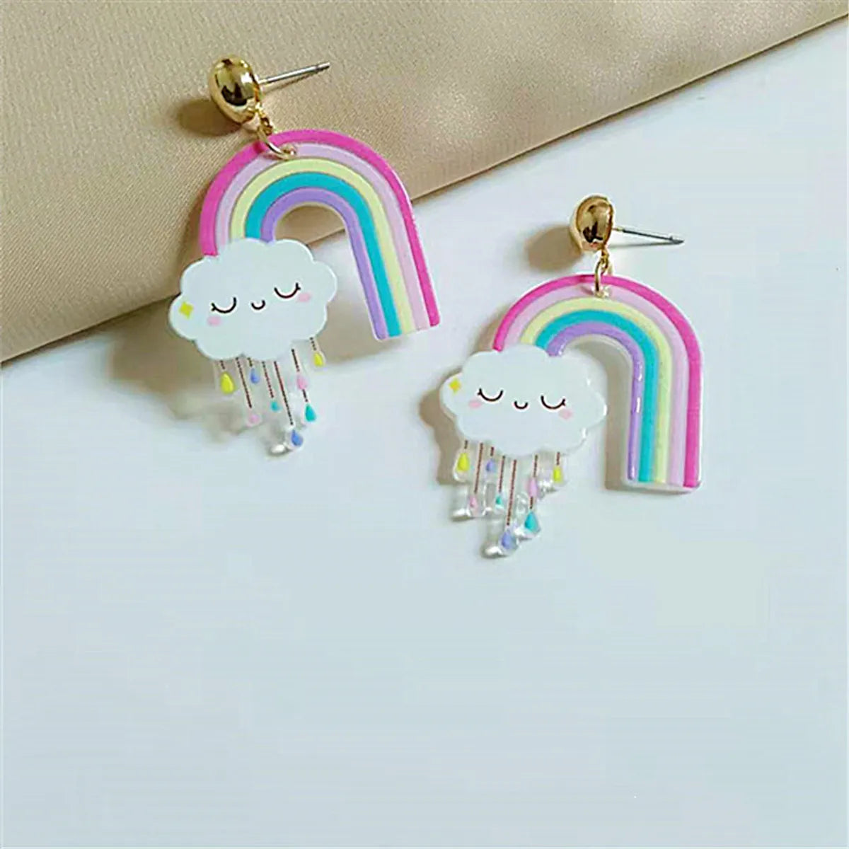 Cute Rainbow Arylic Plating Women's Drop Earrings 1 Pair