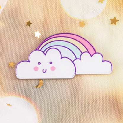 Cute Rainbow Moon Unicorn Arylic Girl'S Brooches