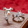 Cute Reindeer Christmas Earrings For Women Copper Animal Earrings With Red Zirconia Nose And Eco Friendly Electroplated Finish
