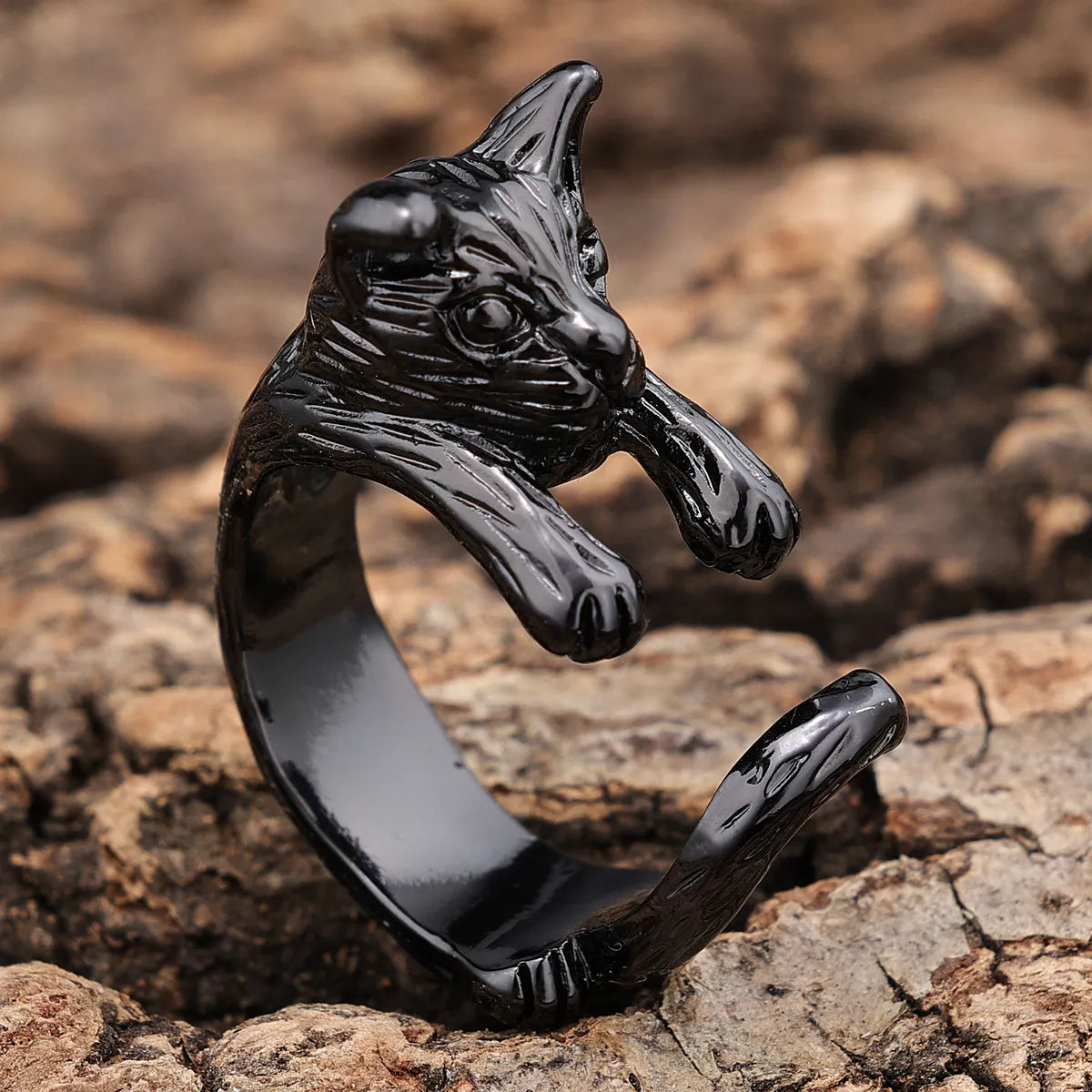 Cute Retro Punk Dog Copper Polishing Rings