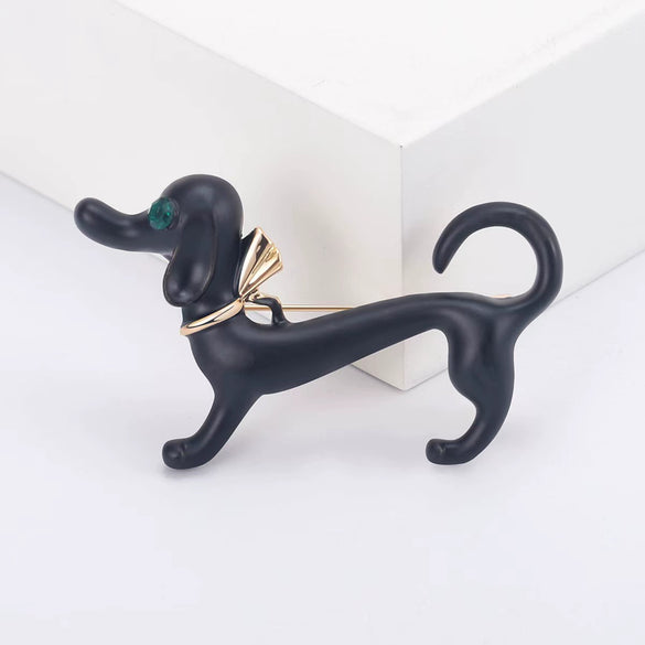 Cute Rhinestone Puppy Brooch Alloy Animal Lapel Pin For Men And Women Suit Coat Jewelry Accessory