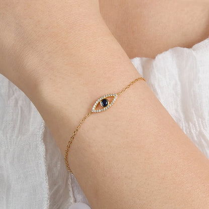 Cute Romantic Eye Sterling Silver Plating Inlay Zircon 18k Gold Plated Bracelets