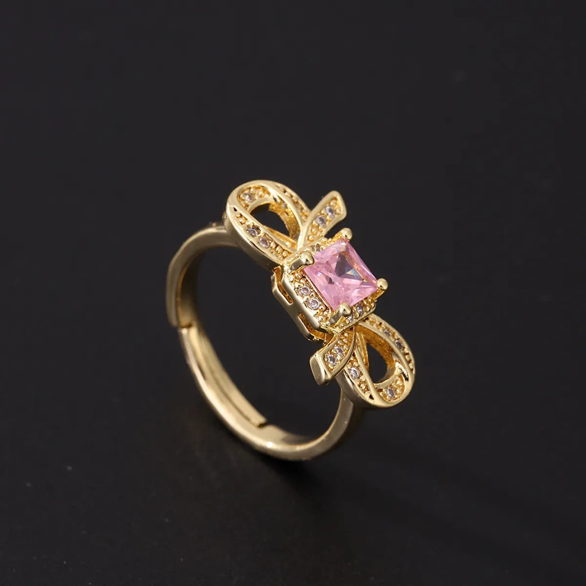 Cute Romantic Style Pink Zircon Ring Affordable Luxury Fashion Open Adjustable Ring Women's Retro Creative Design