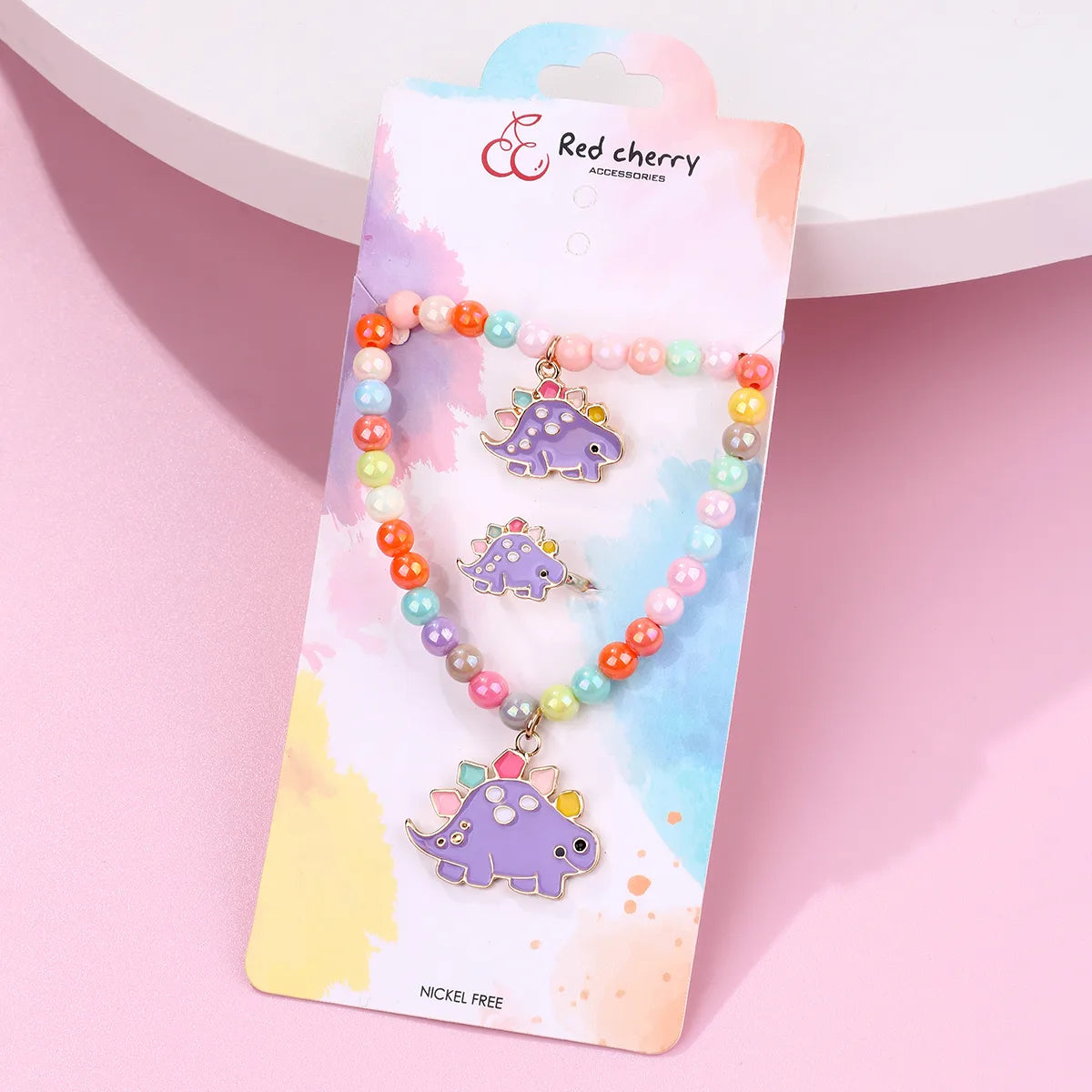 Cute Romantic Sweet Animal Dinosaur Beaded Alloy Beaded Handmade Enamel K Gold Plated Girl'S Rings Bracelets Necklace