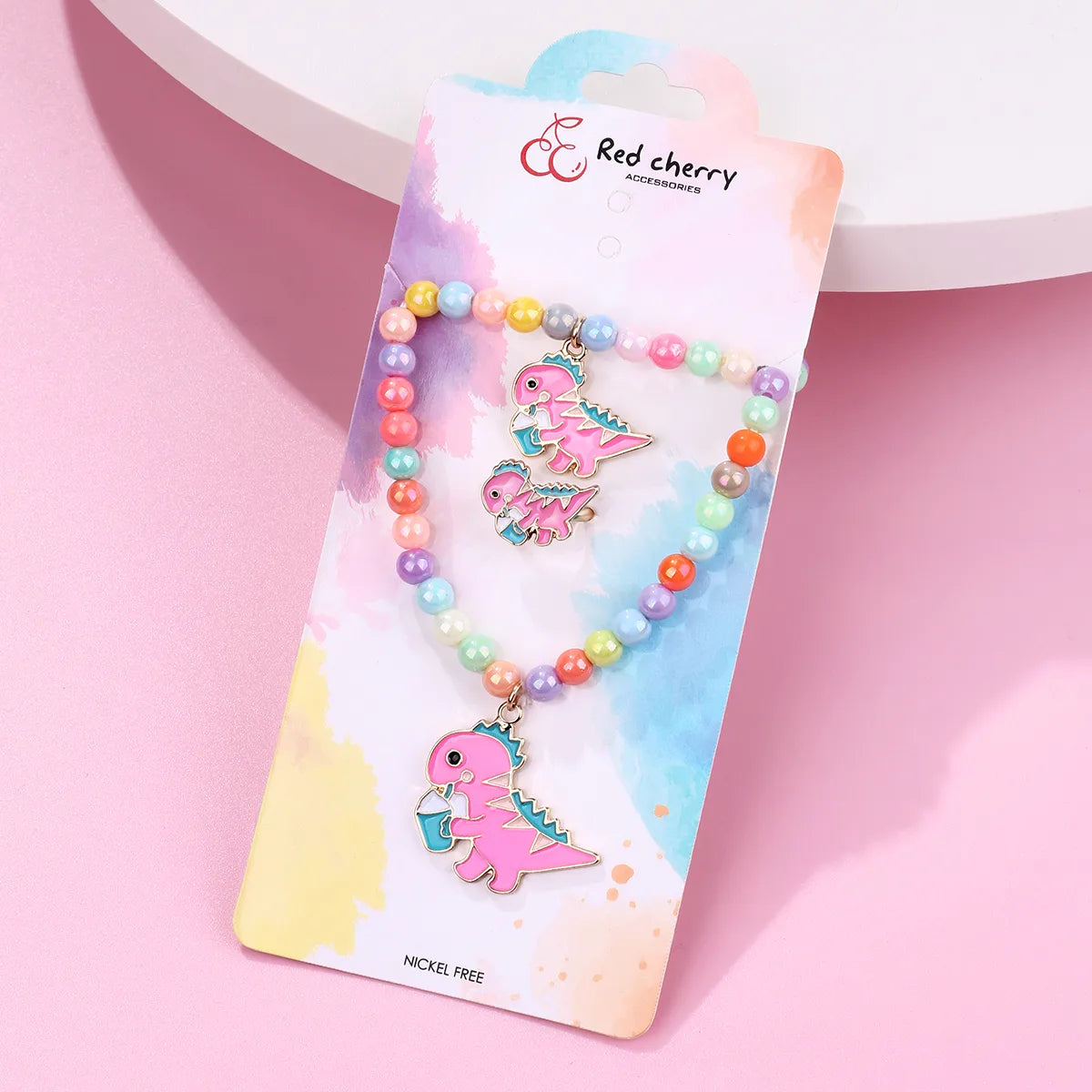 Cute Romantic Sweet Animal Dinosaur Beaded Alloy Beaded Handmade Enamel K Gold Plated Girl'S Rings Bracelets Necklace