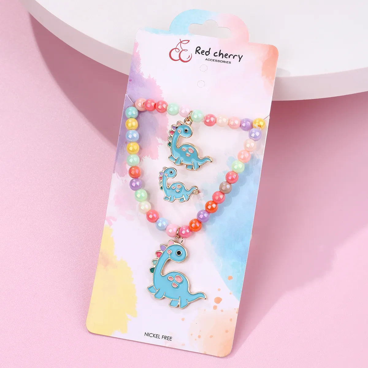 Cute Romantic Sweet Animal Dinosaur Beaded Alloy Beaded Handmade Enamel K Gold Plated Girl'S Rings Bracelets Necklace